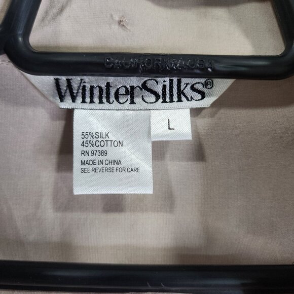 Womens Beige WinterSilks Ruffled Blouse Long Sleeve Silk & Cotton Blend Size L - Picture 6 of 10